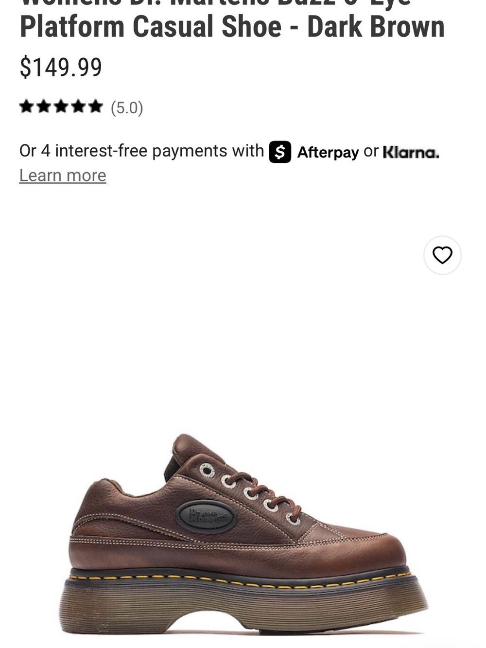 Dr. Martens Buzz 5- Eye Platform Brown Leather Lace-Up Shoe